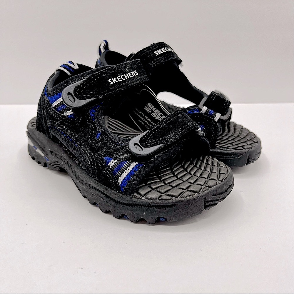 Sketchers Toddler Size 11 Sport Black/Blue Velcro Sandals